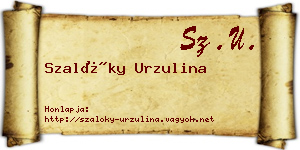 Szalóky Urzulina névjegykártya